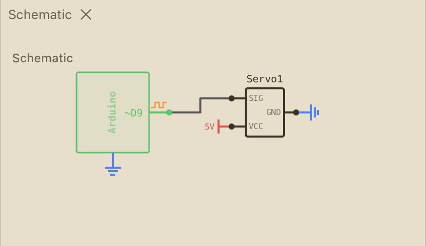 A generated schematic for the servo circuit